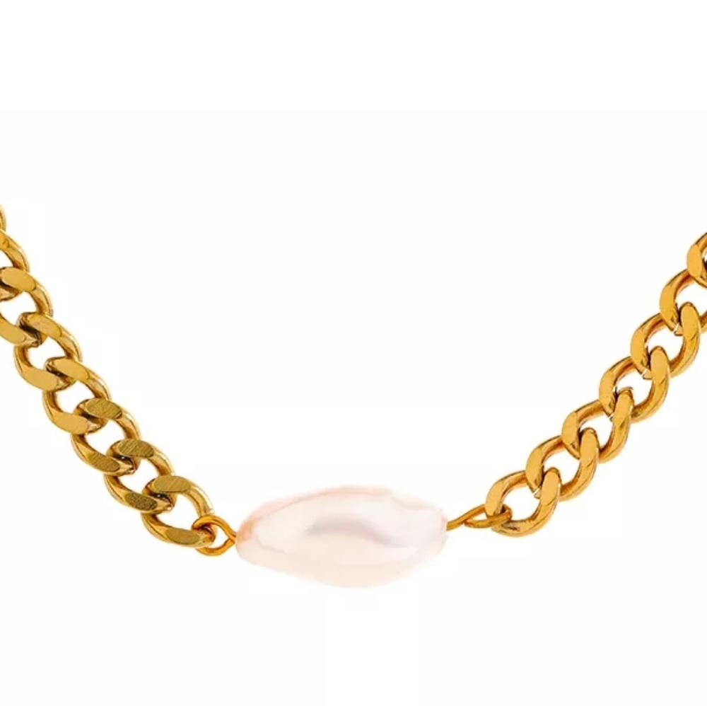 Elegant Pearl Chain Necklace - Picture 6 of 9